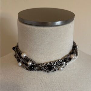 David Yurman Multi Strand Row Box Chain Black Onyx Gold Silver Pearl Necklace